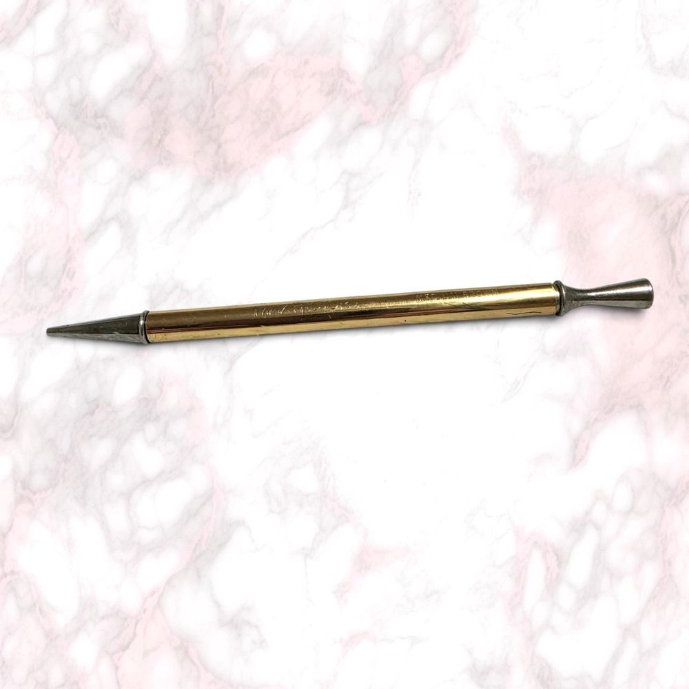 Vintage Max Factor Hollywood Fine Line Eyebrow Mech Pencil Gold Tone Med Brown